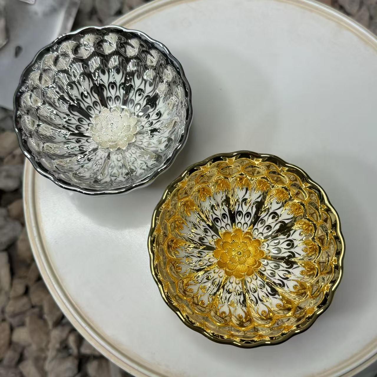 冰清玉洁莲花+金玉满堂金莲（对杯）