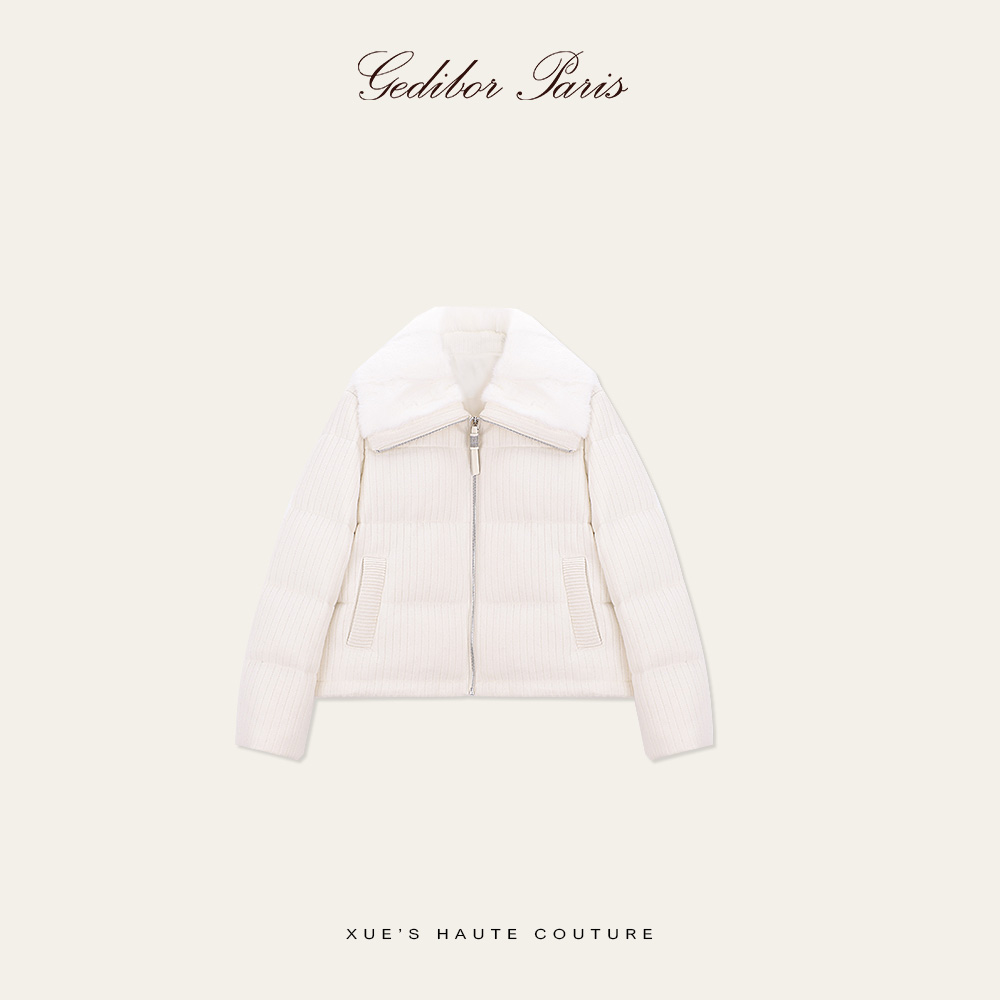 XUEXUE丨紫金短二水貂毛领90白鹅绒拉链羽绒服GD25-WT782