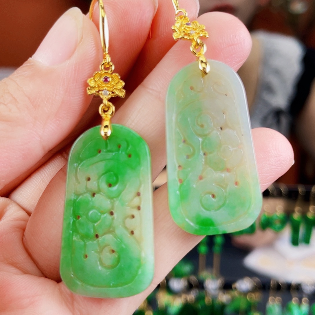 翡翠未镶嵌耳饰饰品