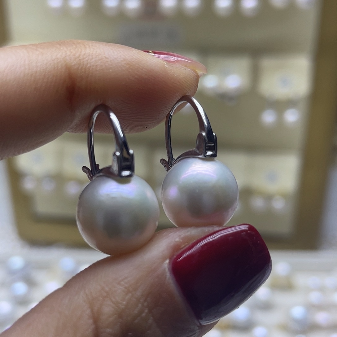 淡水珍珠耳饰银S925镶嵌