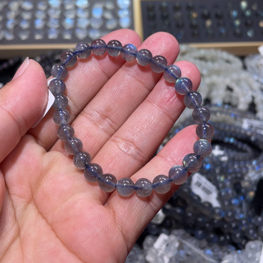 拉长石手链未镶嵌捡漏款拉长石手链7m