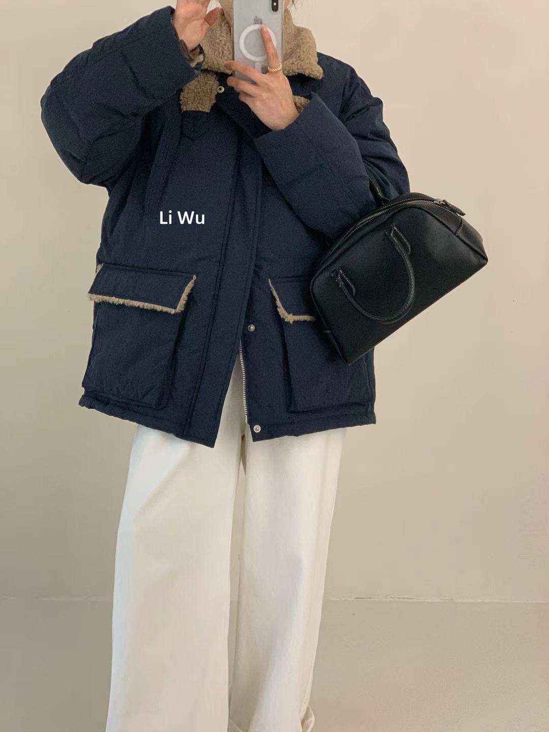 8806#翻领糕糕毛羽绒服 FL