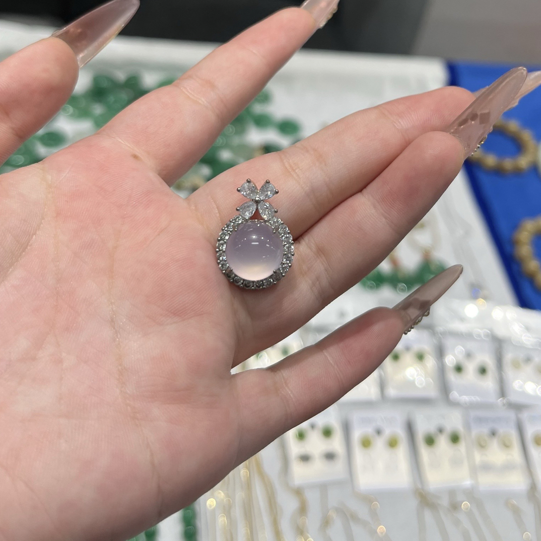 玛瑙玉髓银镶吊坠百搭精致时尚