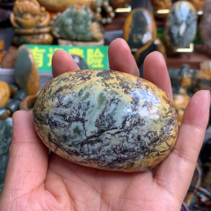 岫岩河磨玉（透闪石质玉）手把件未镶嵌