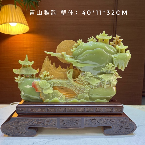 天然山水画摆件玄关酒柜书房装饰新中式