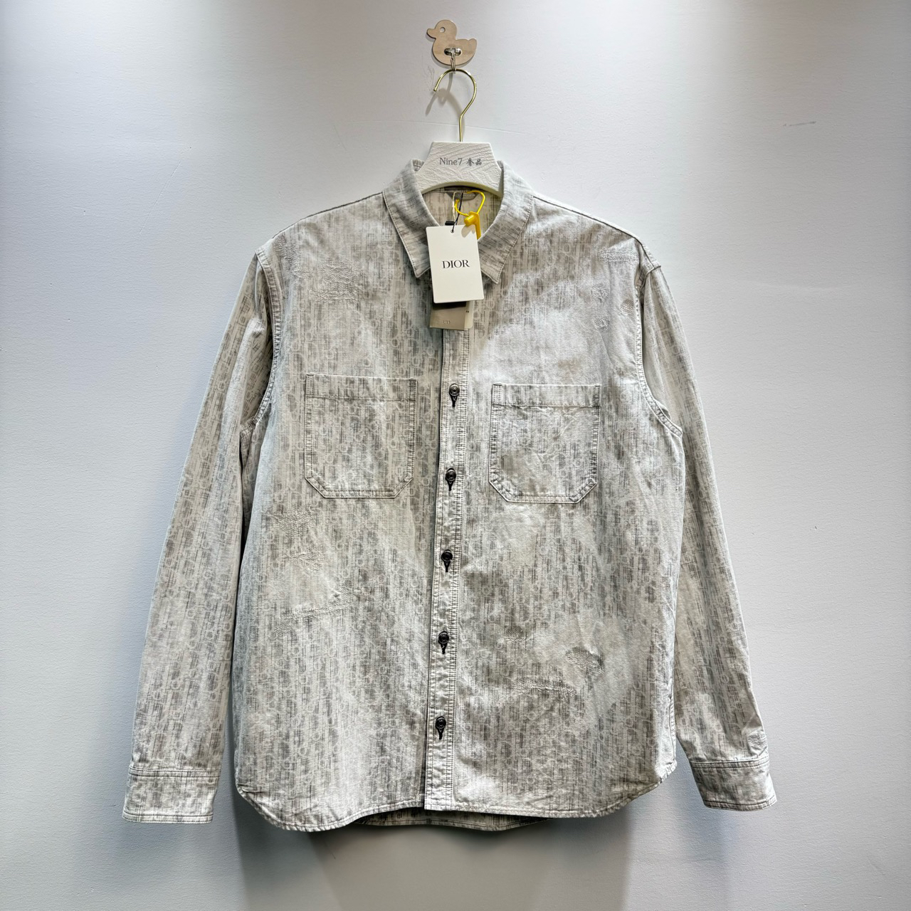 全新未使用 DIOR/迪奥 Oblique满印Logo晕染做旧 衬衫外套40码