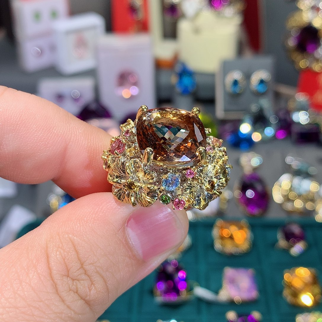 托帕石戒指银S925镶嵌戒指