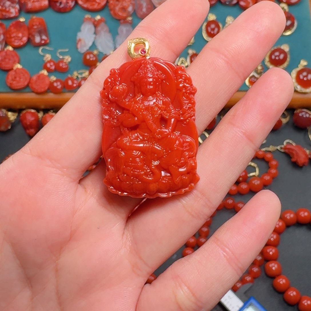 南红玛瑙南红18K金镶嵌