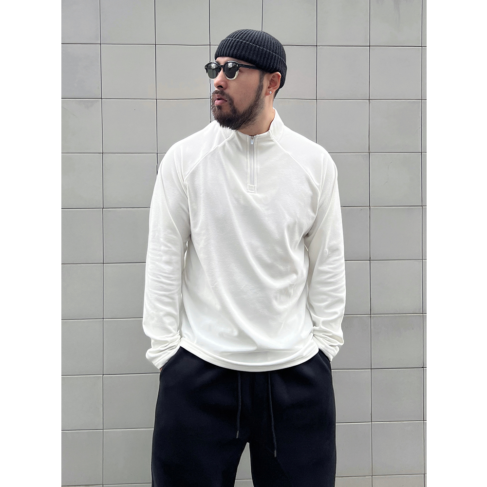 拉链秋冬长袖男士绒感打底T恤休闲上衣开衫透气加厚抗静电不起球