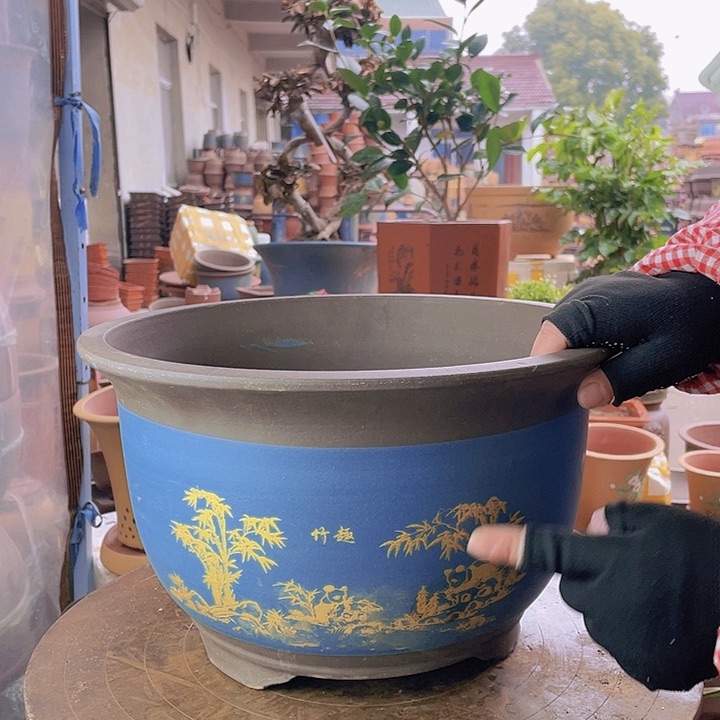 紫砂熊猫大花盆花盆