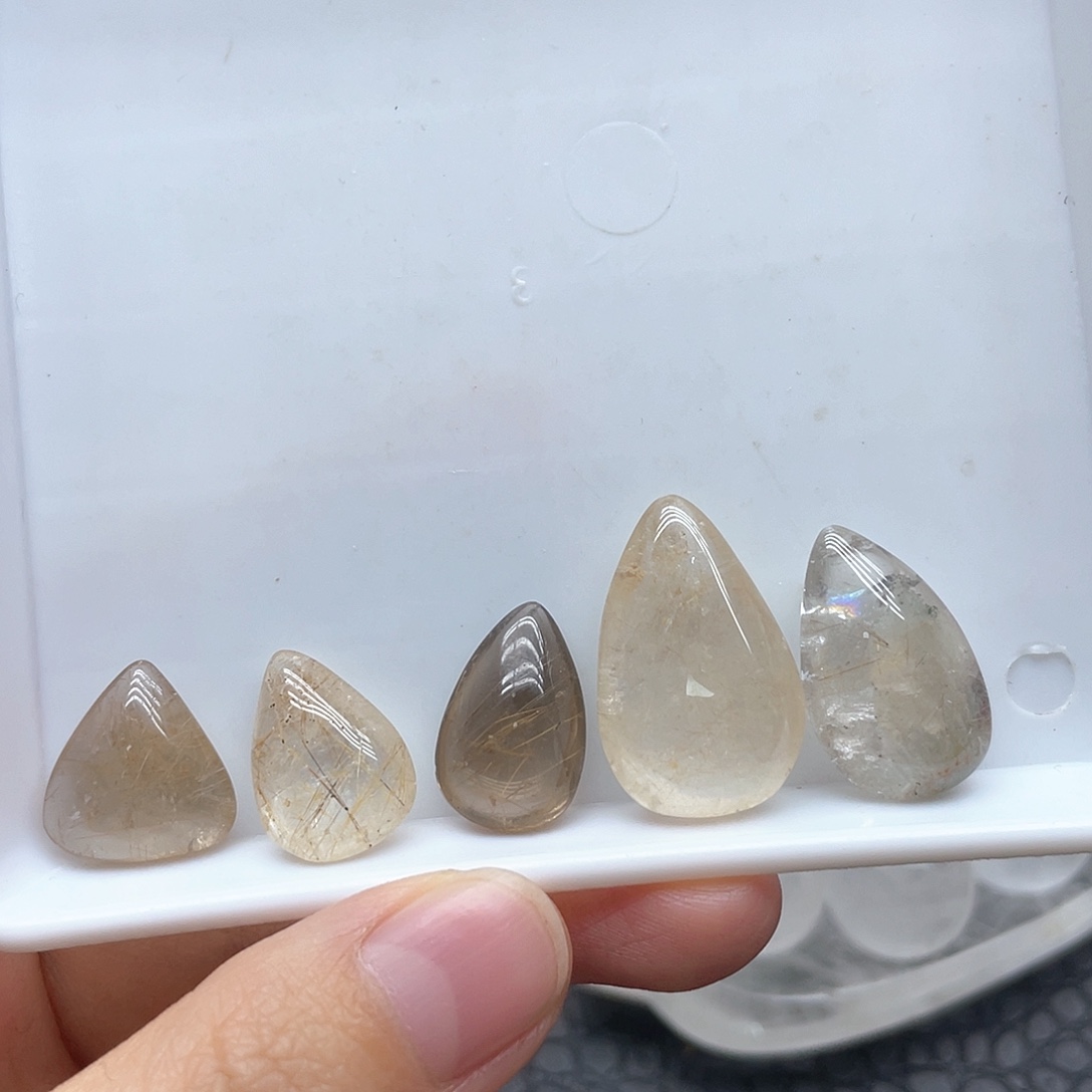 珠宝半成品未镶嵌水晶8金发晶水滴
