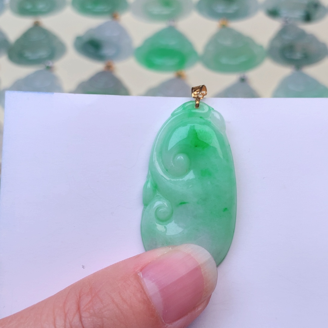 翡翠吊坠(不含链)18K金镶嵌