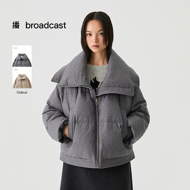 broadcast/播25冬保暖宽松立领羽绒服短款DDS4RD5246