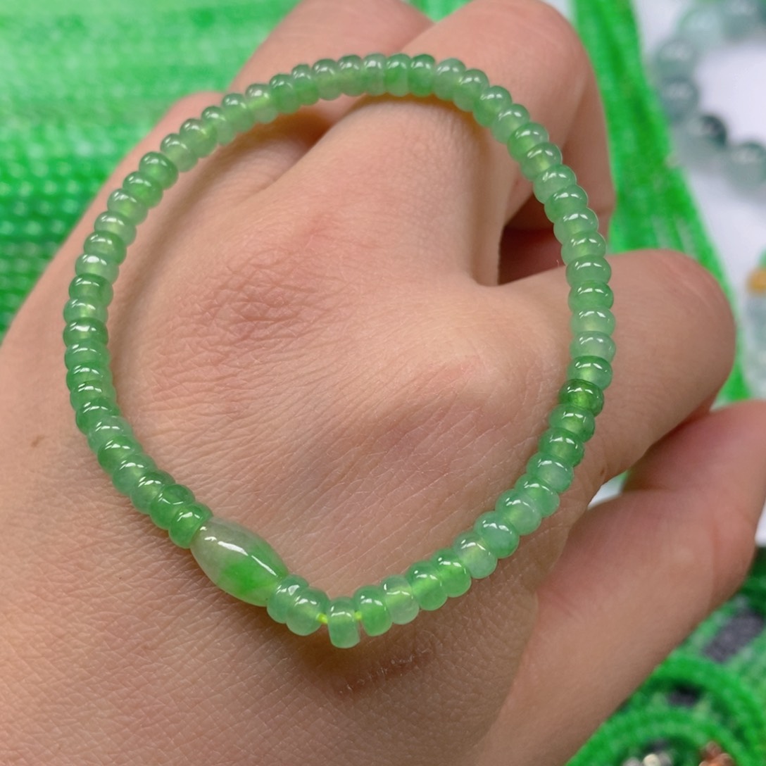 翡翠颈饰未镶嵌冰晴算盘珠手链4.5m' m