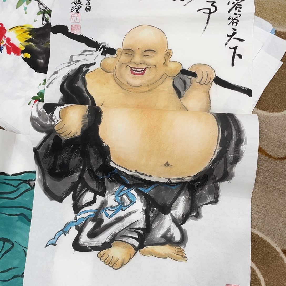 国画没***吉定制绘画作品画心