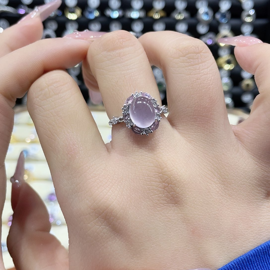 萤石戒指银S925镶嵌戒指