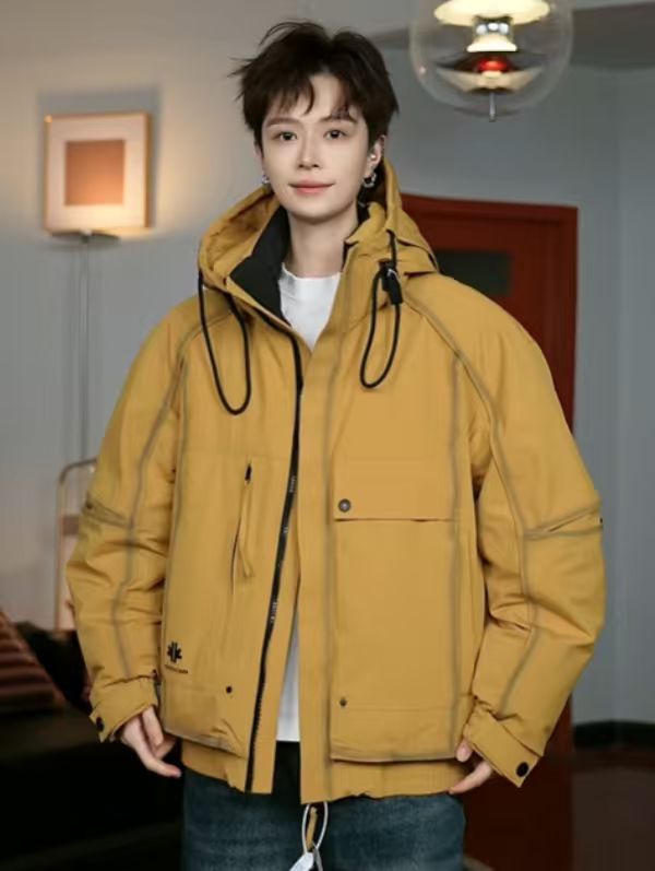 冬季新款男女同款白鸭绒潮流百搭时尚休闲保暖羽绒服连帽外套