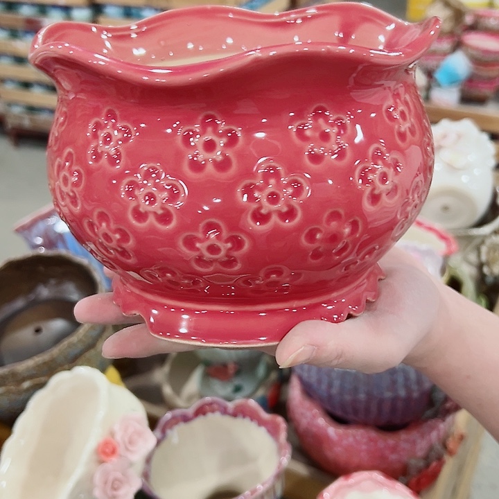 有孔.凑满10元发货多肉陶瓷花盆！