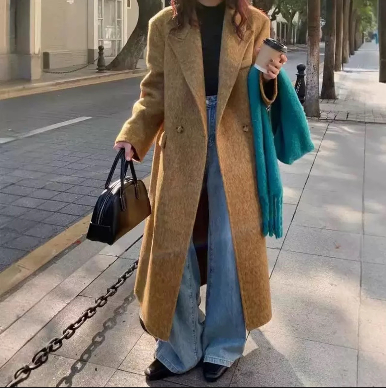 2025秋冬新款网红气质显瘦西装加长双面羊毛大衣高级百搭外套女