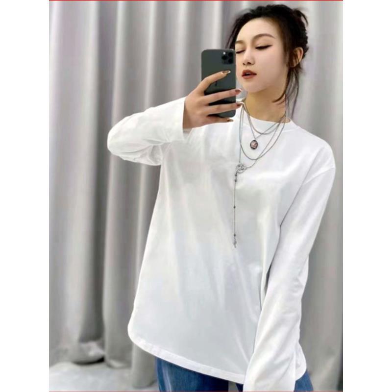 【商场同款】2025秋季新款宽松纯色圆领长袖素面打底衫T恤女5300890