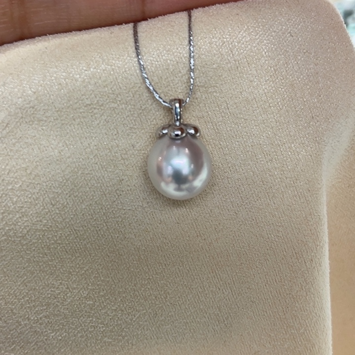 吊坠(不含链)银S925镶嵌海水珍珠10mm62号