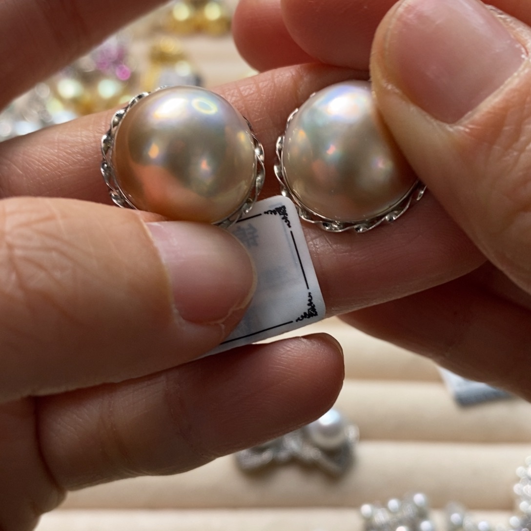 拼合珍珠（马贝珠）耳饰未镶嵌