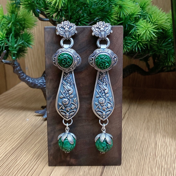 925银耳饰 银耳饰气质复古古风长款纯手工