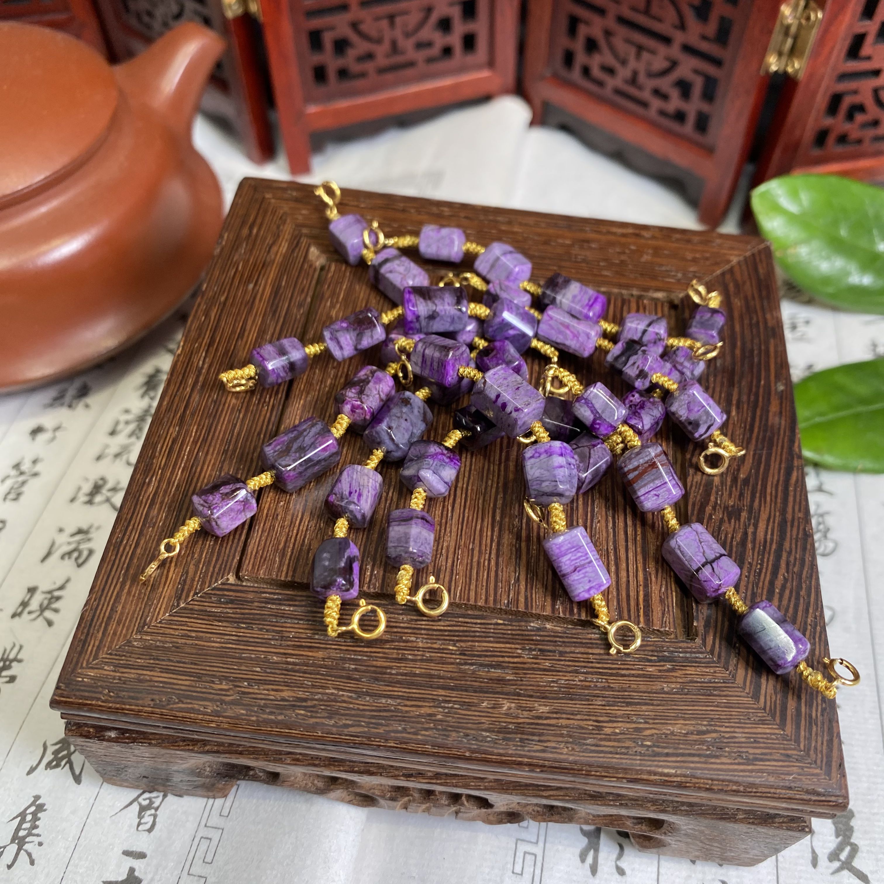 南非舒俱来苏纪石老料魔方珠18K金延长链 多样性发一/S915【特惠】