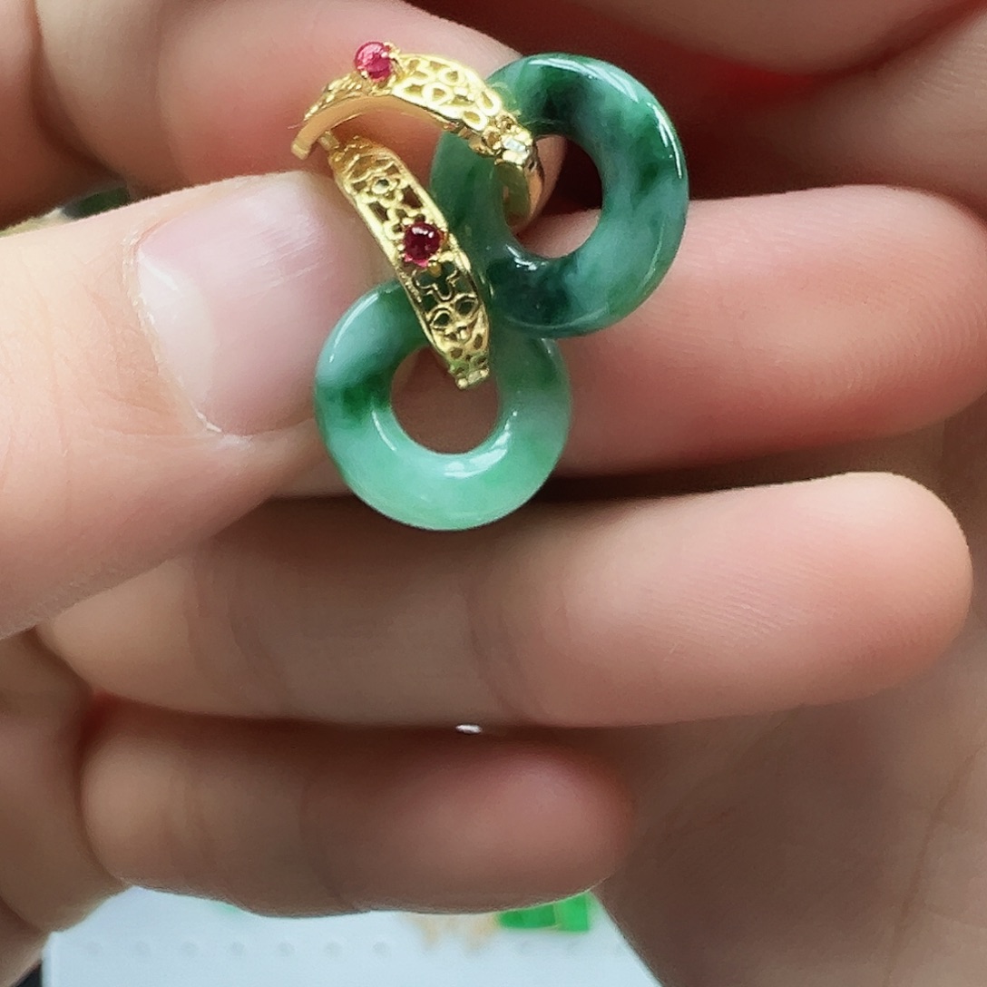 翡翠耳饰银S925镶嵌耳饰