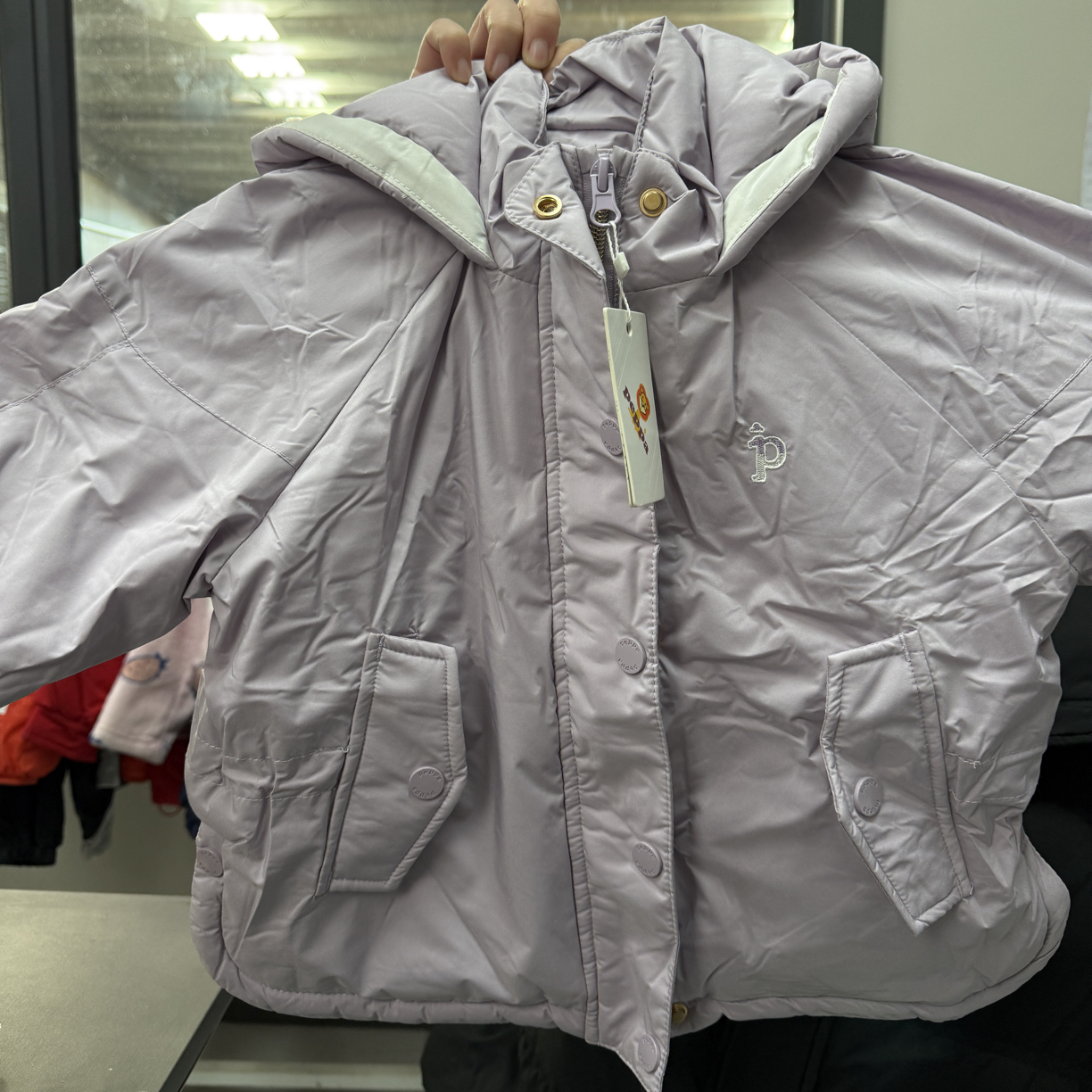 浅紫色棉服保暖外套