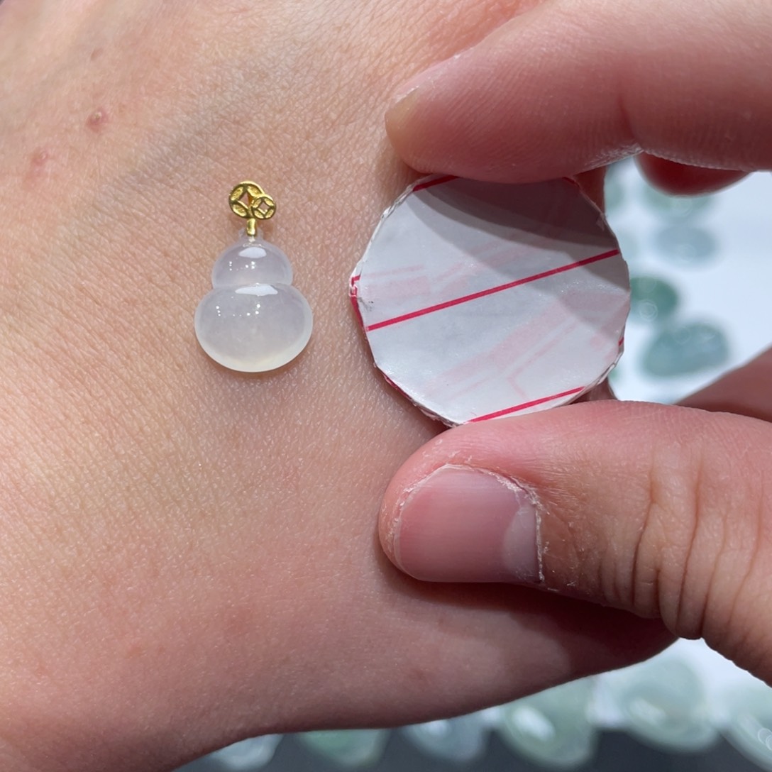 翡翠颈饰18K金镶嵌天然A货缅甸翡翠 拍一发一