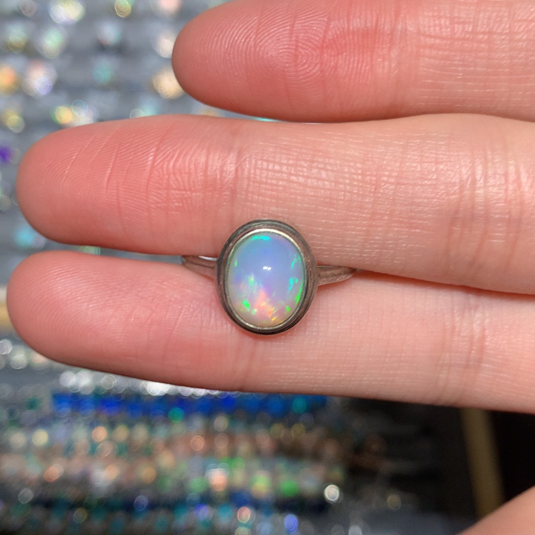 银S925镶嵌欧泊戒指t