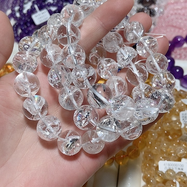 水晶手链未镶嵌白阿塞14m m