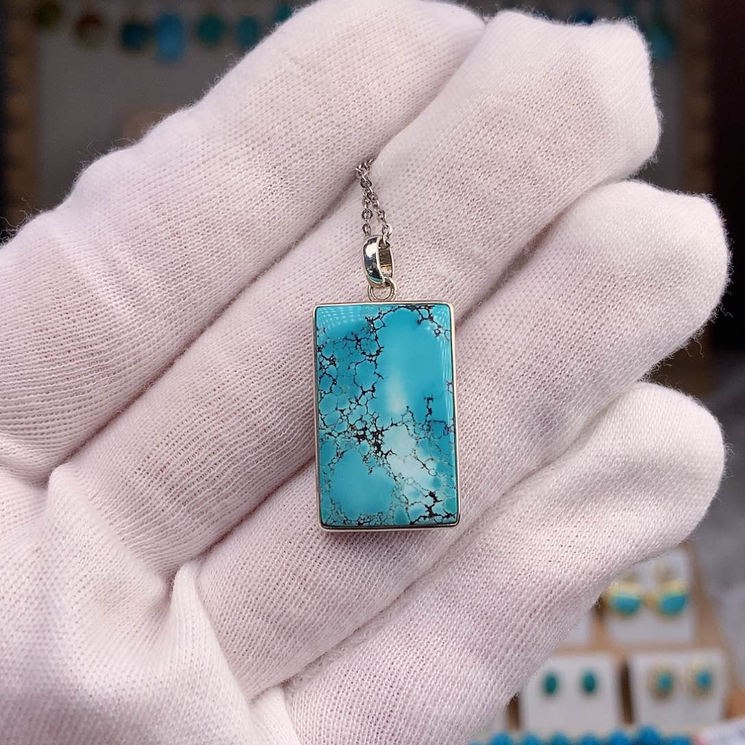 绿松石颈饰银S925镶嵌