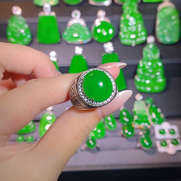 翡翠银S925镶嵌戒指