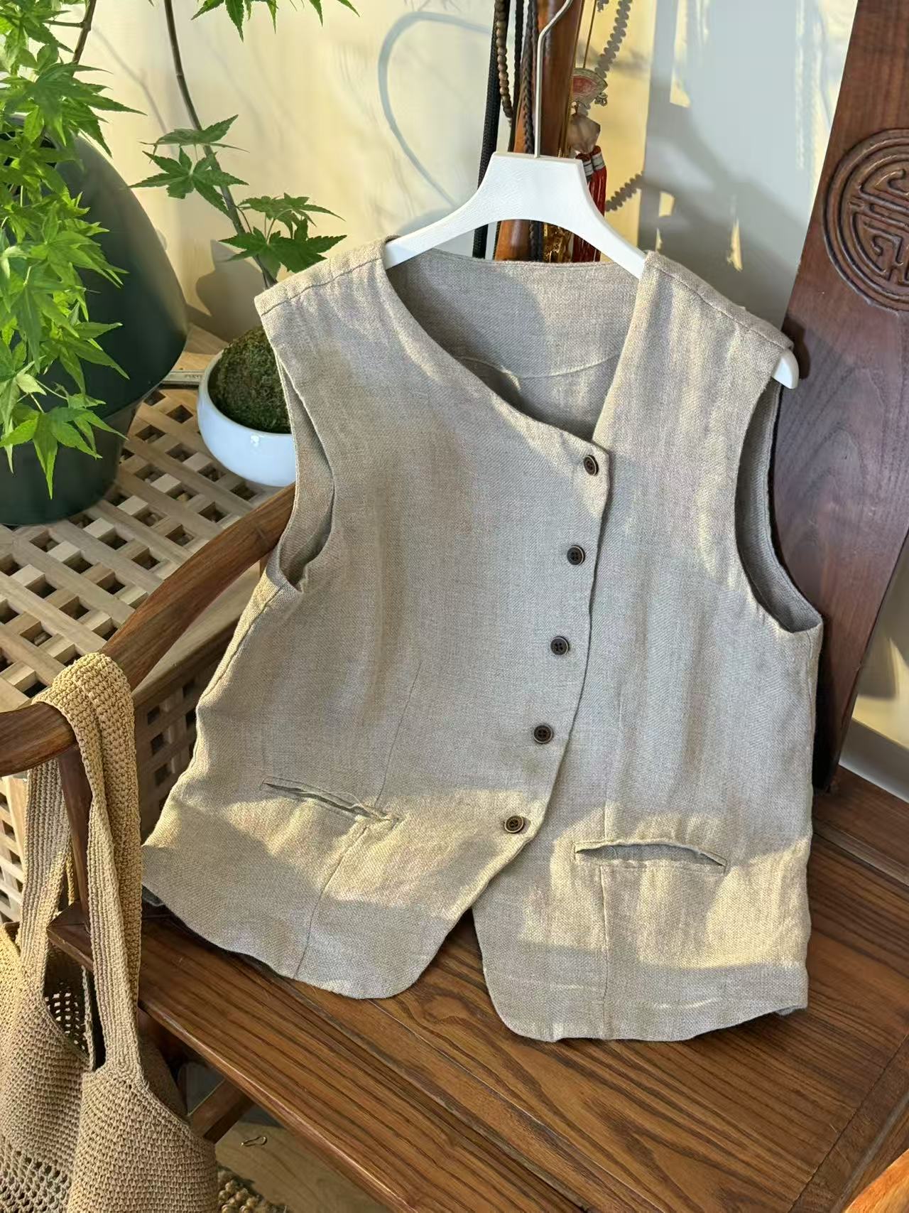 【云目悠悠】春夏新款外搭坎肩女士短款休闲背心马甲-2025580