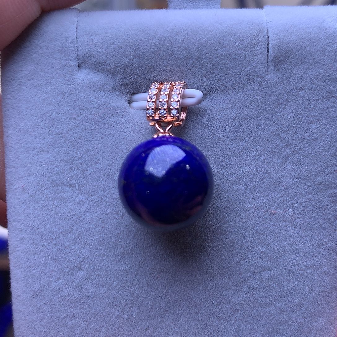 青金石银S925镶嵌吊坠