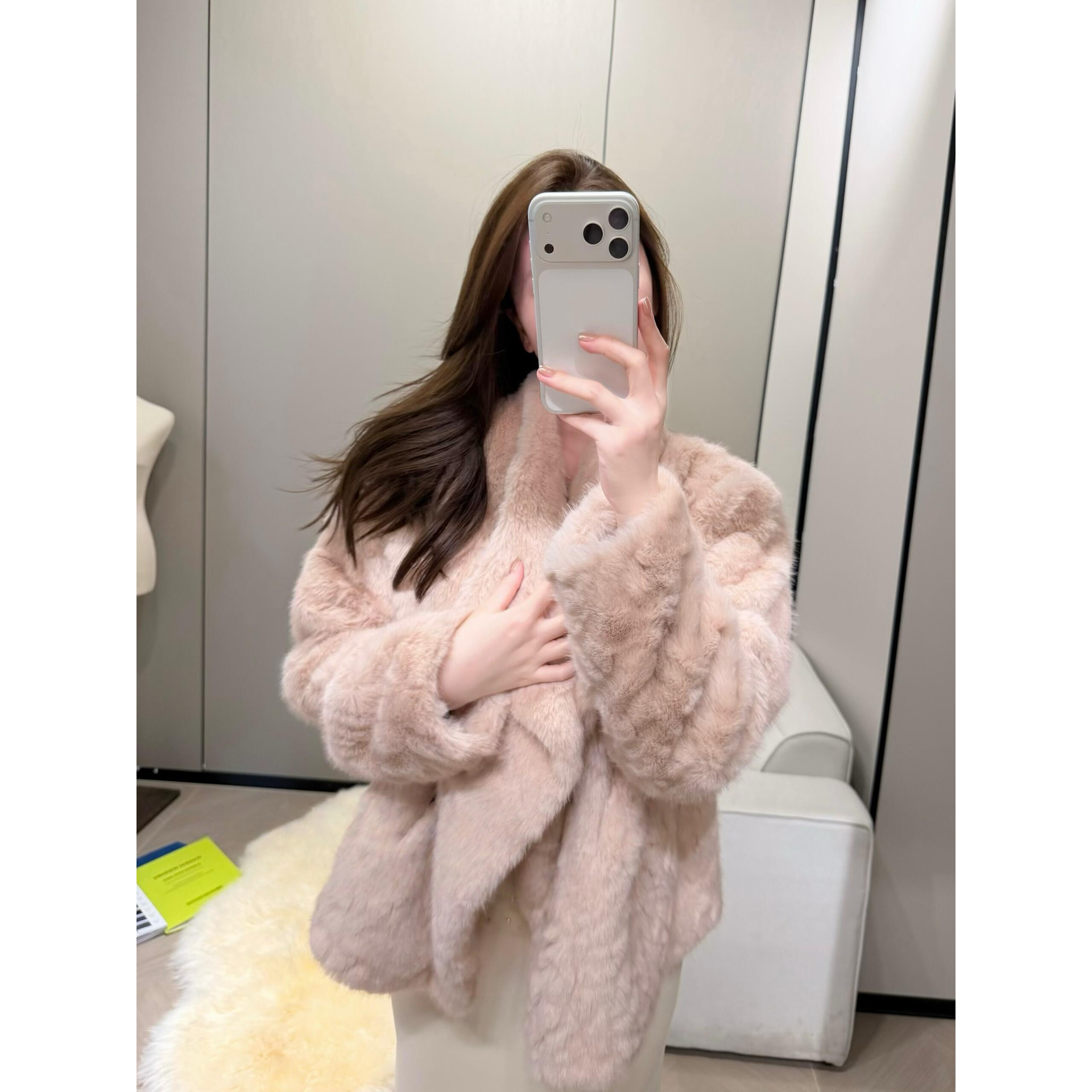 【柔雾奶兔】千金感气质软软温柔兔绒矜贵大翻领保暖加厚宽松外套