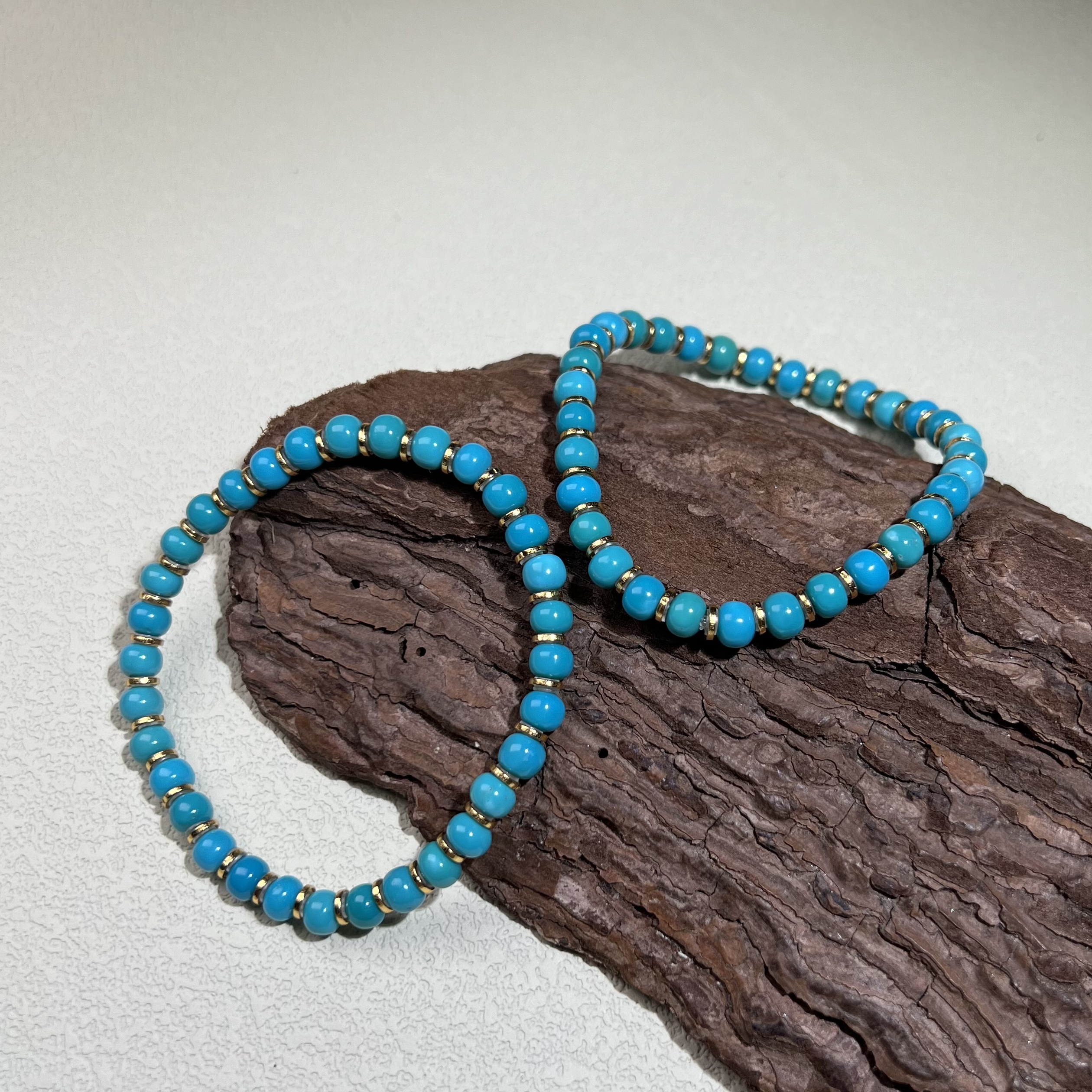 【北野珠宝】纯天然原矿绿松石手串B41H-11多样性发一5mm