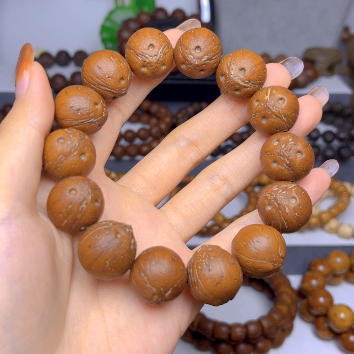 紫金鼠手串原皮纯圆18巴西籽嘎嘎好