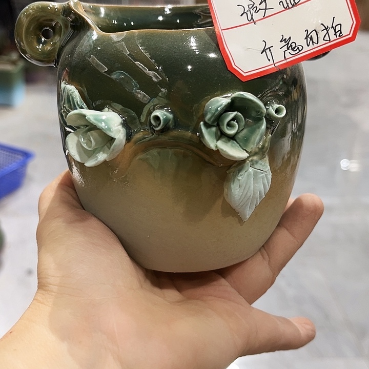 瓷片花盆多肉植物艺术品