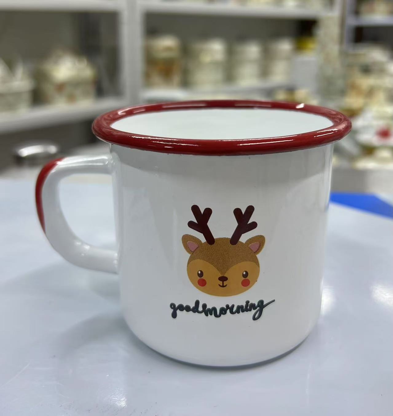 （花型随机）9公分珐琅搪瓷水杯一个