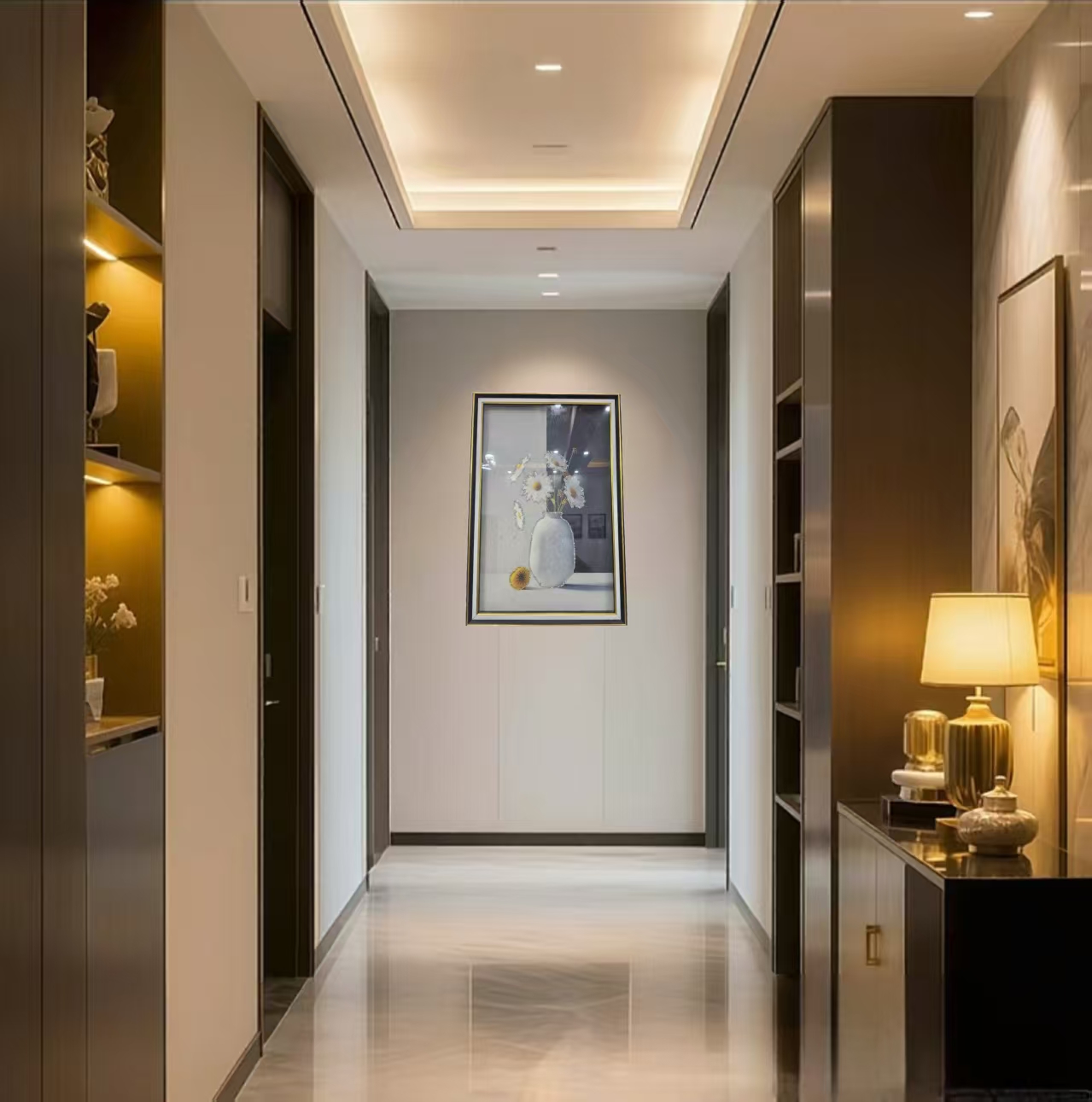 简约风格餐厅客厅卧室装饰用钢化玻璃装裱实物挂画