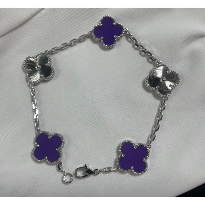 （双12）18k金五花紫玉髓3+2镭射手链   多样性发一件