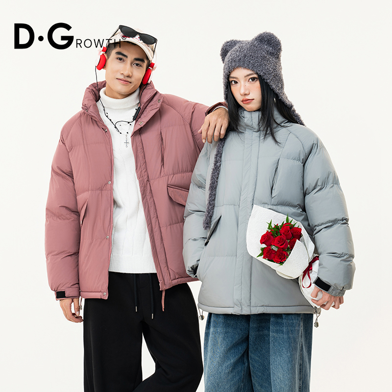【D•G】冬季情侣棉衣插肩袖常规宽松型拉链短款立领运动宽松防寒