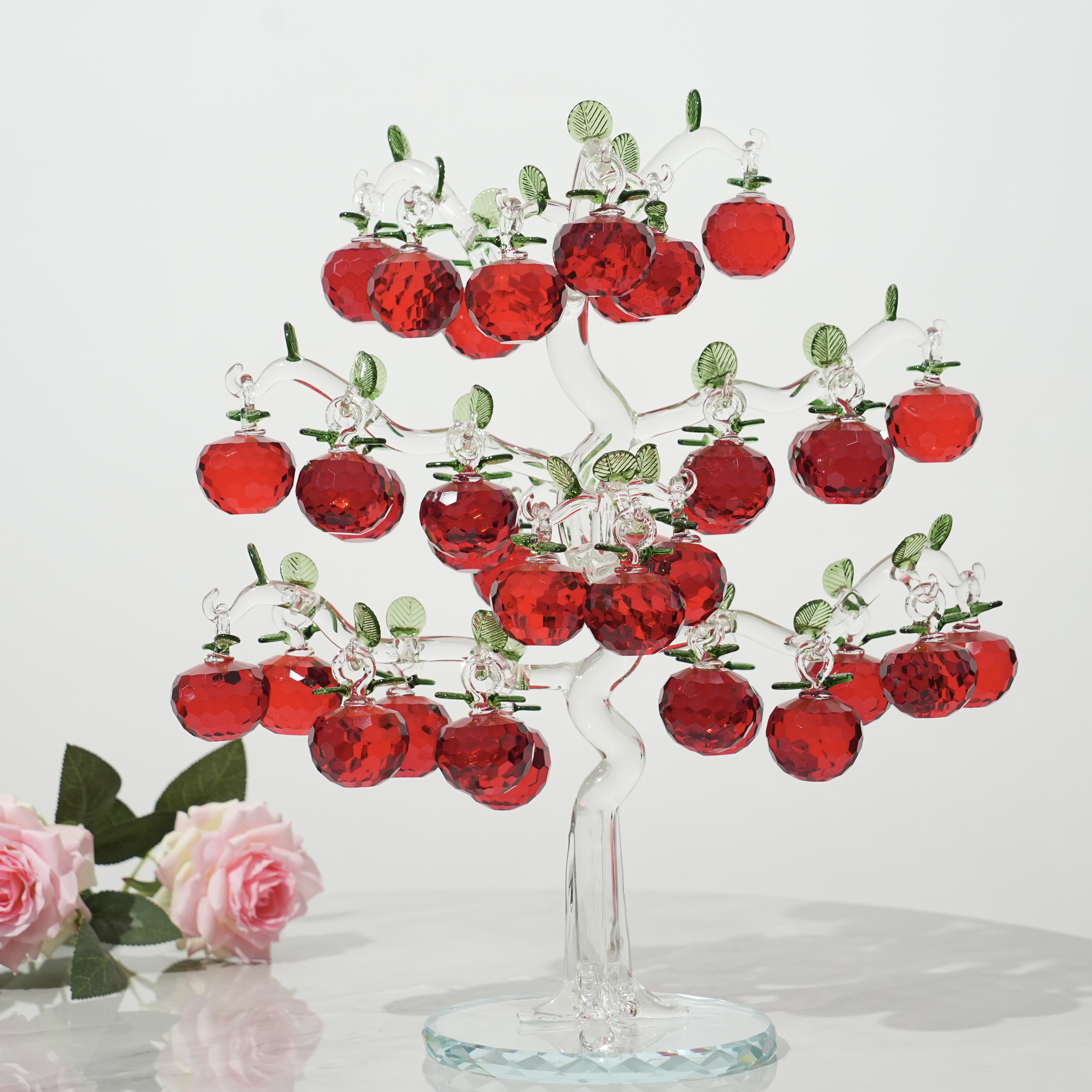 36挂K9红水晶苹果树平安果乔迁之喜仪式布置新房装饰客厅居家