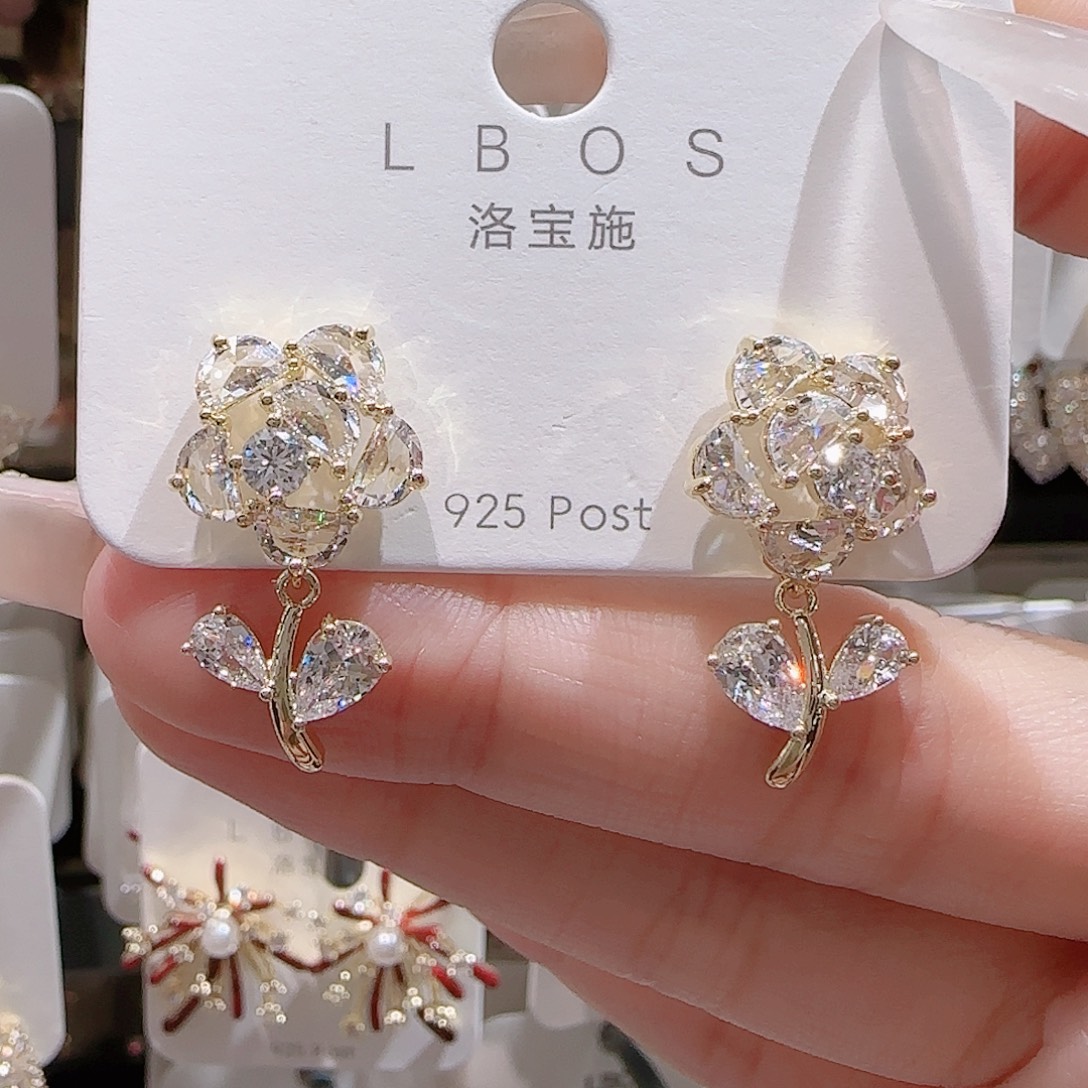 铜合金锆石925银耳环