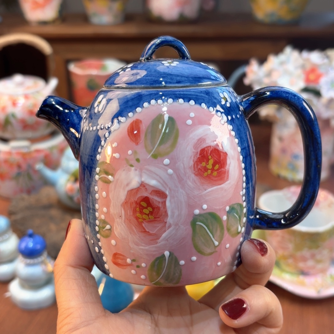 瓷片景德镇手绘高温釉下彩陶瓷茶具