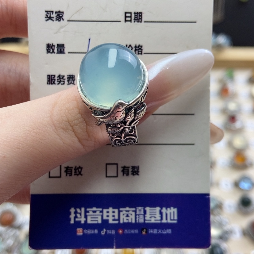【闪购商品】岫玉戒指银S925镶嵌x***x