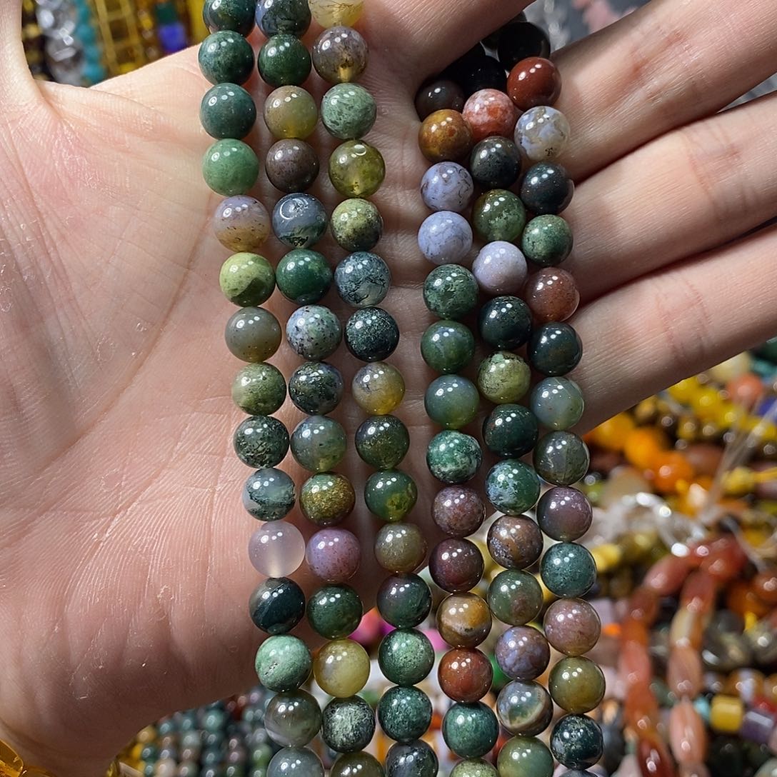 石英质玉未镶嵌，水草玛瑙8mm，